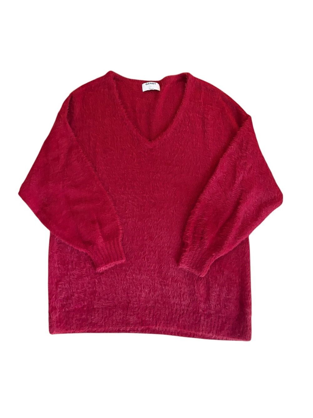 Old Navy Cordovan Cranberry V Neck Eyelash Sweater Womens Size Large